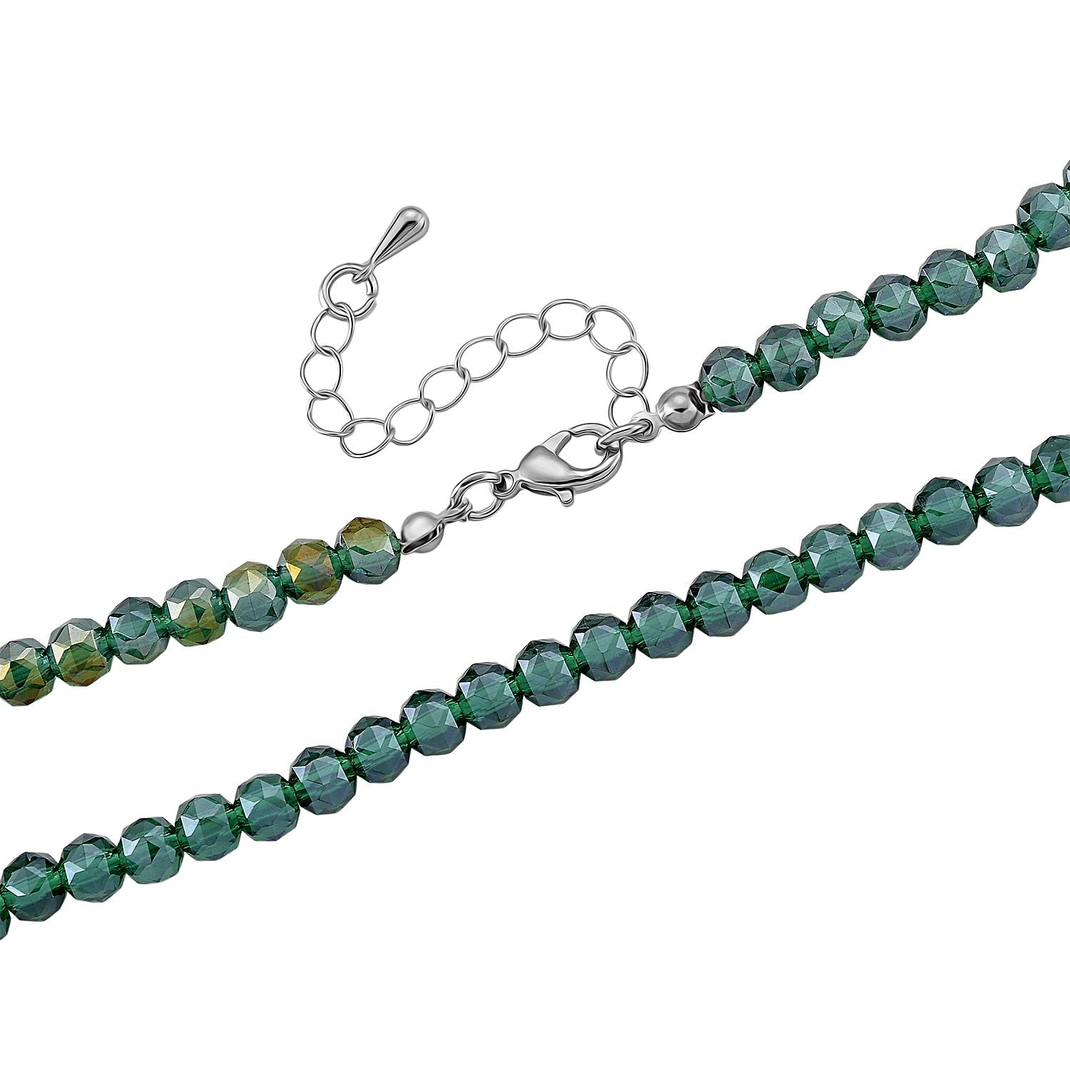 2er Set - Grüner Herz Anhänger und beads Halskette mit  Varioclip-Verschluss, ca. 50 cm