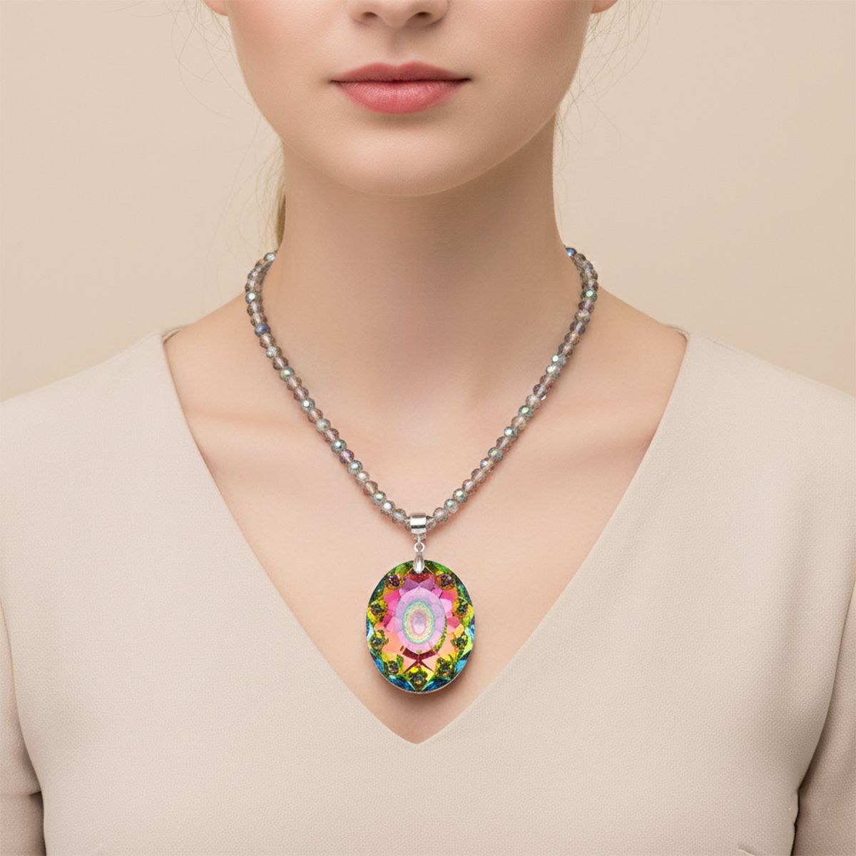 Mysticher regenbogen kristall Schmuckset ca. 60 cm + 5 cm Extender