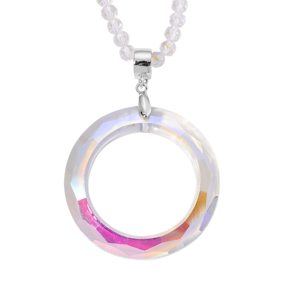 2er Set - Weißer Anhänger mit Kette ca. 60 cm + 5 cm Extender, Magie Farbe Kristall