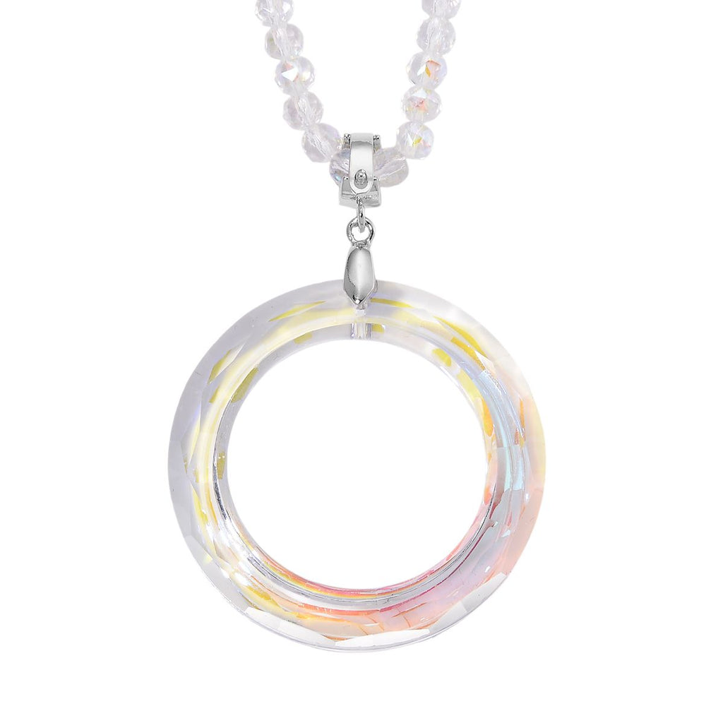 2er Set - Weißer Anhänger mit Kette ca. 60 cm + 5 cm Extender, Magie Farbe Kristall