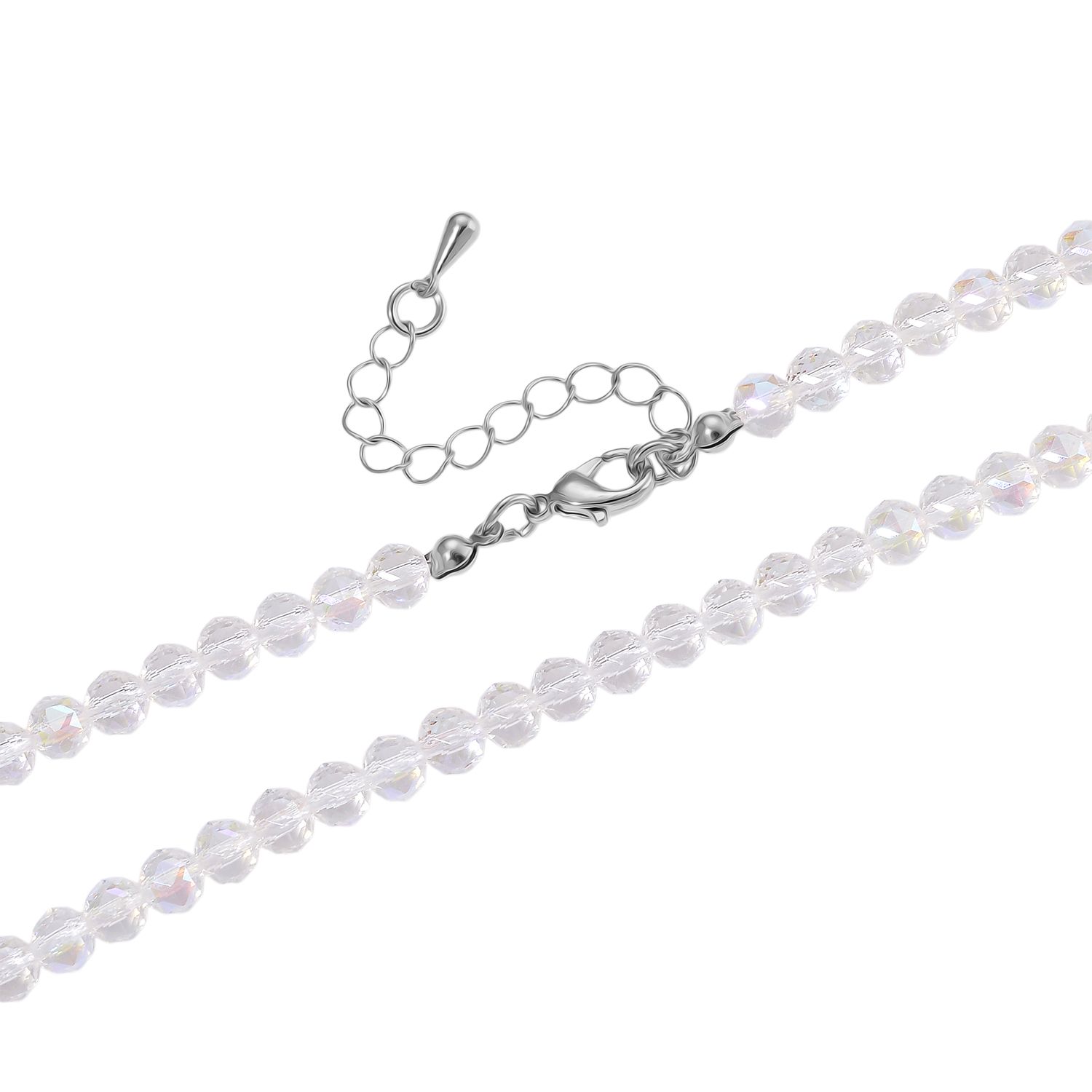 Weißer Kristall Anhänger mit Kette ca. 60 cm + 5 cm Extender