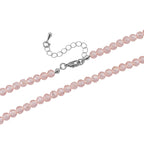 2er Set - Rosa Kristall Herz Anhänger und beads Halskette mit  Varioclip-Verschluss, ca. 50 cm
