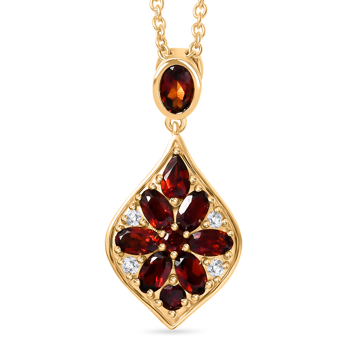 EVER TRUE Mosambik Granat, Weißer Zirkon Schmuckset ca. 50 cm ca. 3.05 ct