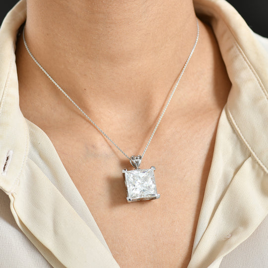 D'Joy Moissanit Anhänger mit Kette, ca. 50 cm 925 Silber rhodiniert ca. 28.47 ct