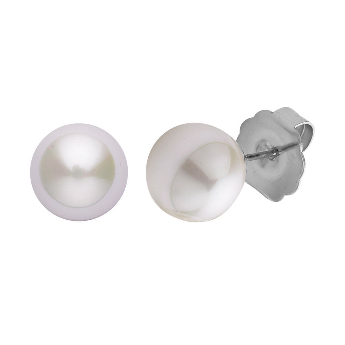 Weiße Muschelkernperle (4-10 mm), Weißer Kristall Schmuckset 316L Edelstahl, Nickelfreies Messing