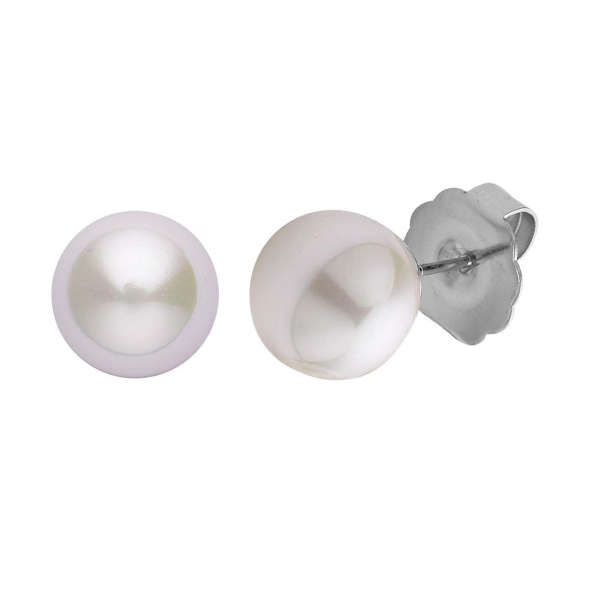 Weiße Muschelkernperle (4-10 mm), Weißer Kristall Schmuckset 316L Edelstahl, Nickelfreies Messing