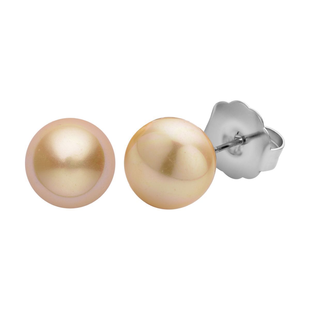 9er Set - Goldene Muschelkernperle Armband und Ohrringe (4-10 mm), Gelber Kristall, 316L Edelstahl Gelb, Nickelfreies Messing, Goldfarben