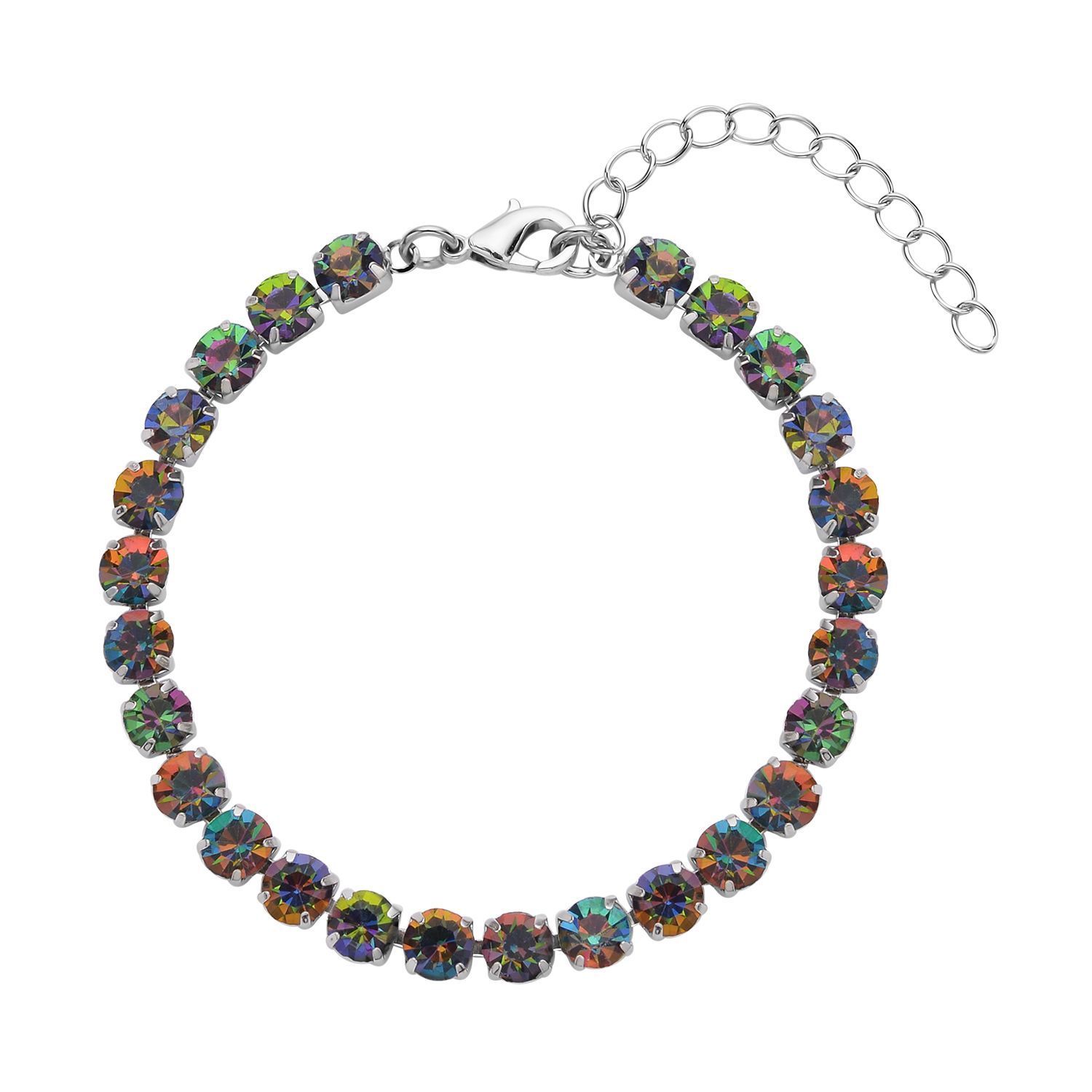 Mehrfarbige Muschelperlen (4-10 mm), Mysticher regenbogen kristall Schmuckset 316L Edelstahl, Nickelfreies Messing