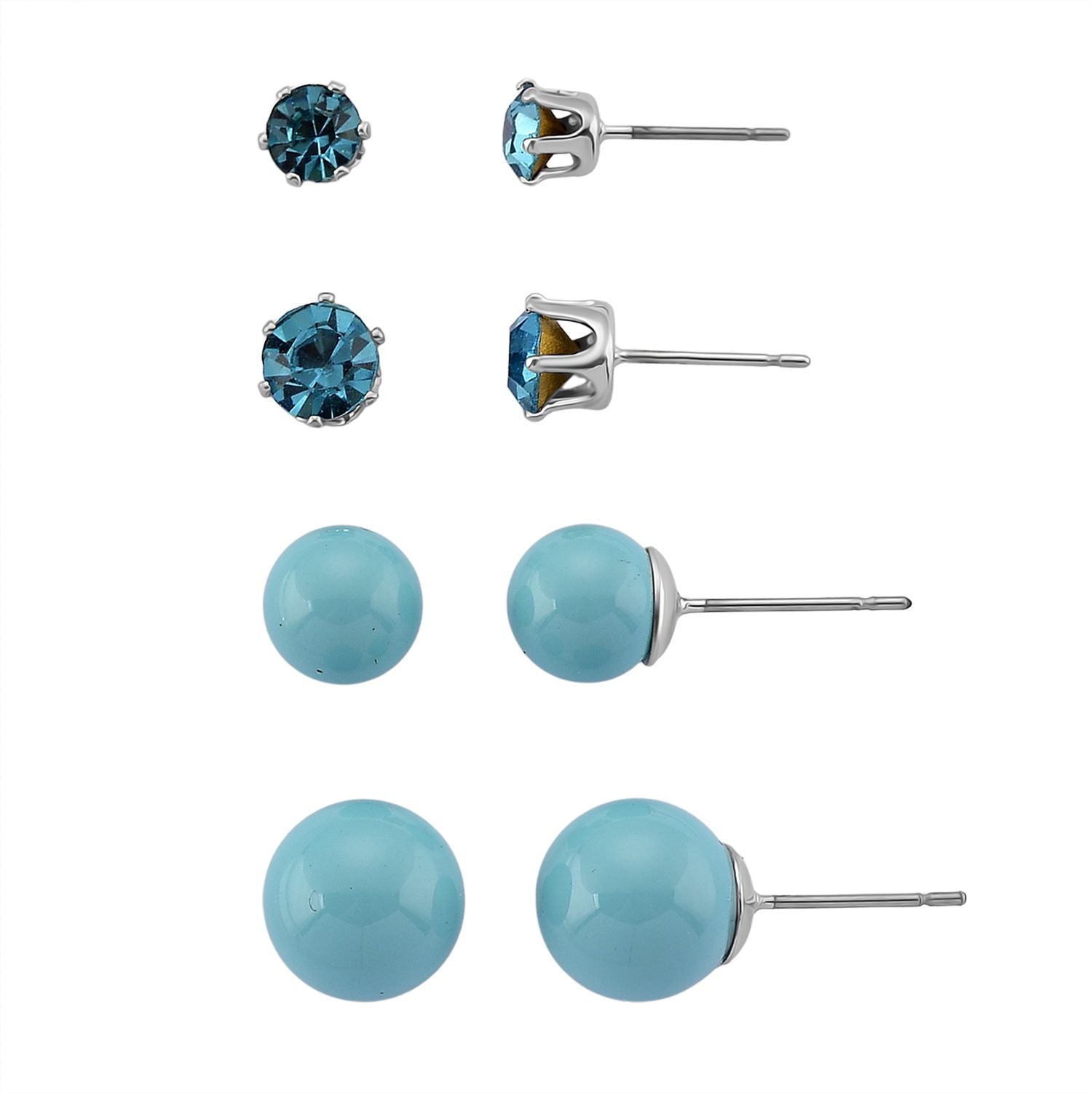 Blauer Muschelkernperle (8-12 mm), Blau Kristall Schmuckset 316L Edelstahl, Nickelfreies Messing