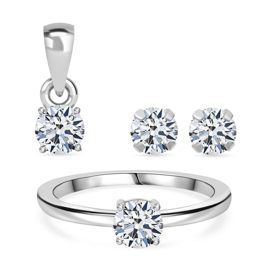 D'Joy Moissanit Schmuckset 925 Silber rhodiniert (Größe 20) ca. 1.40 ct