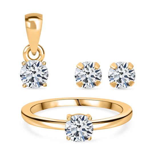 D'Joy Moissanit Schmuckset 925 Silber rhodiniert (Größe 20) ca. 1.40 ct