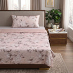 SERENITY NIGHT High-Tech Cooling-Steppdecken-Set mit edler, temperaturregulierender Maulbeeren-Seiden-Füllung und MOP Knöpfe, 135x200 - 40x80 cm, Rosa