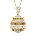 GP Art Deco Kollektion - Weißer Zirkon Anhänger mit Kette, ca. 50 cm 925 Silber 750 Gelbgold Vermeil ca. 6.32 ct