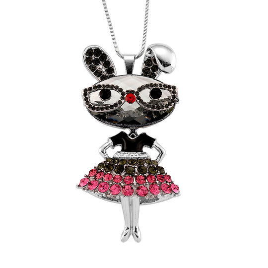 Mehrfarbiger Kristall Anhänger mit Kette, ca. 63.5 cm + 5 cm Extender, Legierung emailliert, Legierung Gelb