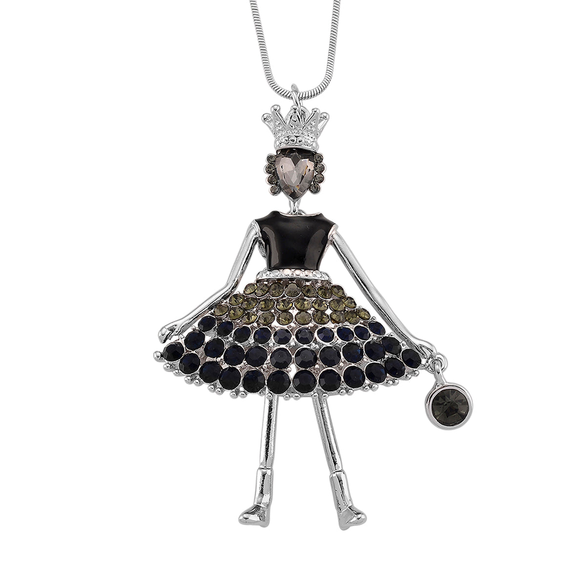 Mehrfarbiger Kristall Ballerina Anhänger mit Kette ca. 63.5 cm + 5 cm Extender, Legierung, Legierung emailliert