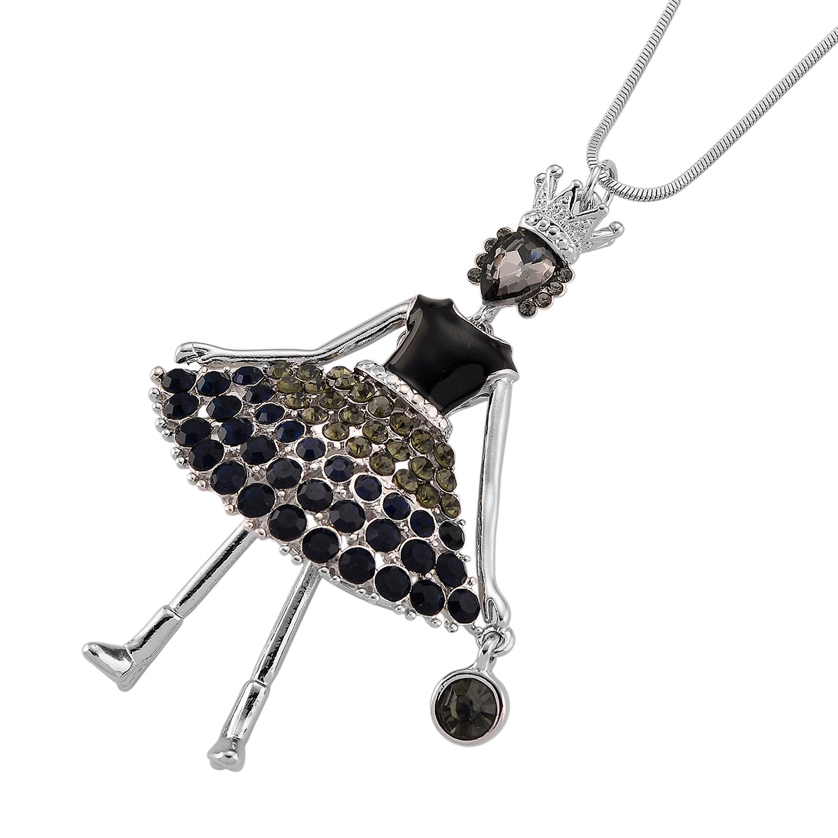 Mehrfarbiger Kristall Ballerina Anhänger mit Kette ca. 63.5 cm + 5 cm Extender, Legierung, Legierung emailliert