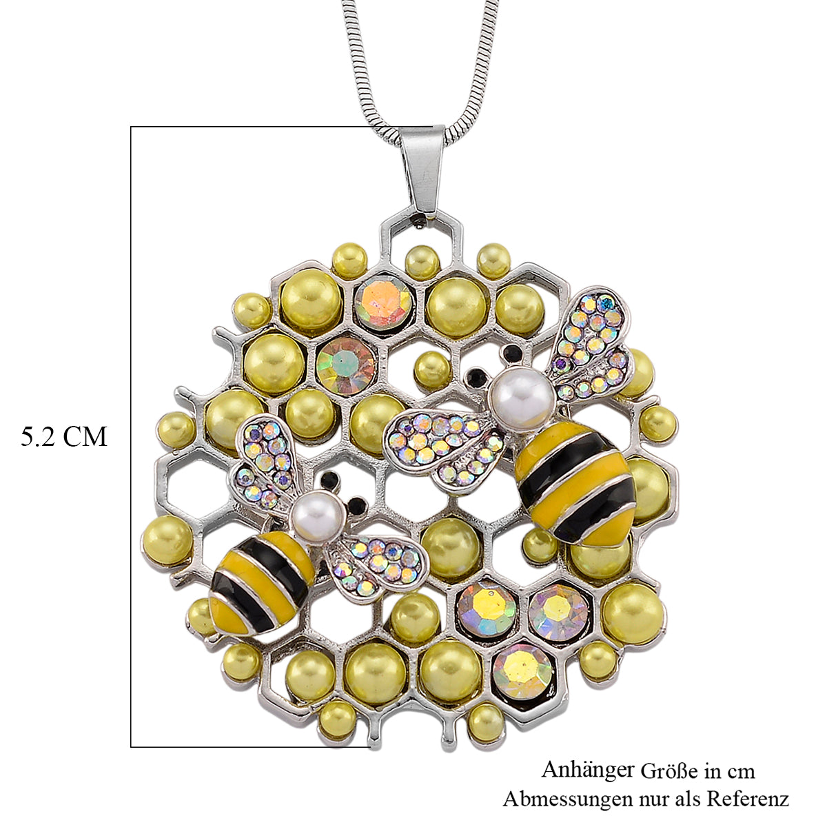 Mystischer Weißer Kristall, Kunststoff Perle Anhänger mit Kette ca. 63.5 cm + 5 cm Extender, Legierung, Legierung emailliert