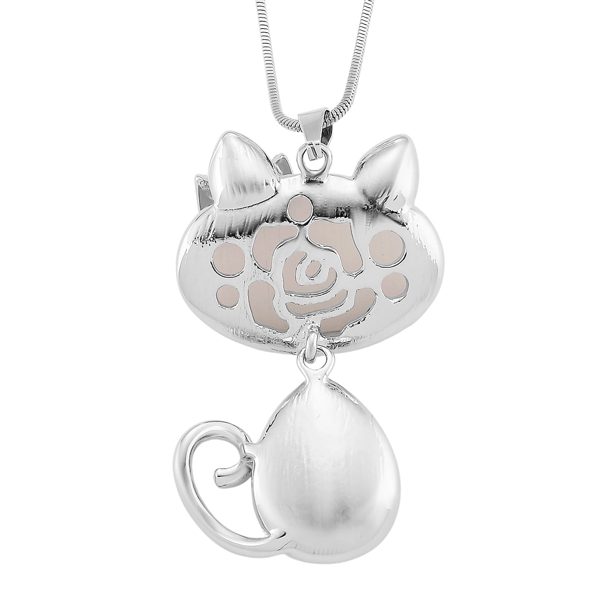 Erstellt weißes Katzenaugen, Rosa Kristall Anhänger mit Kette ca. 63.5 cm + 5 cm Extender