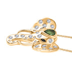 GP - Chartreuse Quarz, Weißer Zirkon Schmuckset ca. 50 cm 925 Silber 750 Gelbgold Vermeil ca. 2.67 ct