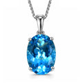 D'Joy AAA Schweizer Blautopas (Oval 14x10mm) Anhänger mit Kette, ca. 50 cm 925 Silber rhodiniert ca. 7.00 ct