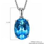 D'Joy AAA Schweizer Blautopas (Oval 14x10mm) Anhänger mit Kette, ca. 50 cm 925 Silber rhodiniert ca. 7.00 ct