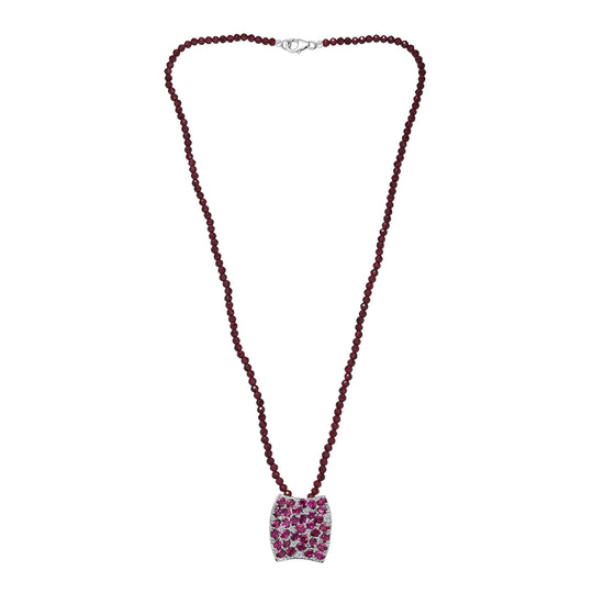 D'Joy Natürlicher Rhodolith Granat Schmuckset ca. 50 cm 925 Silber rhodiniert ca. 51,52 ct.