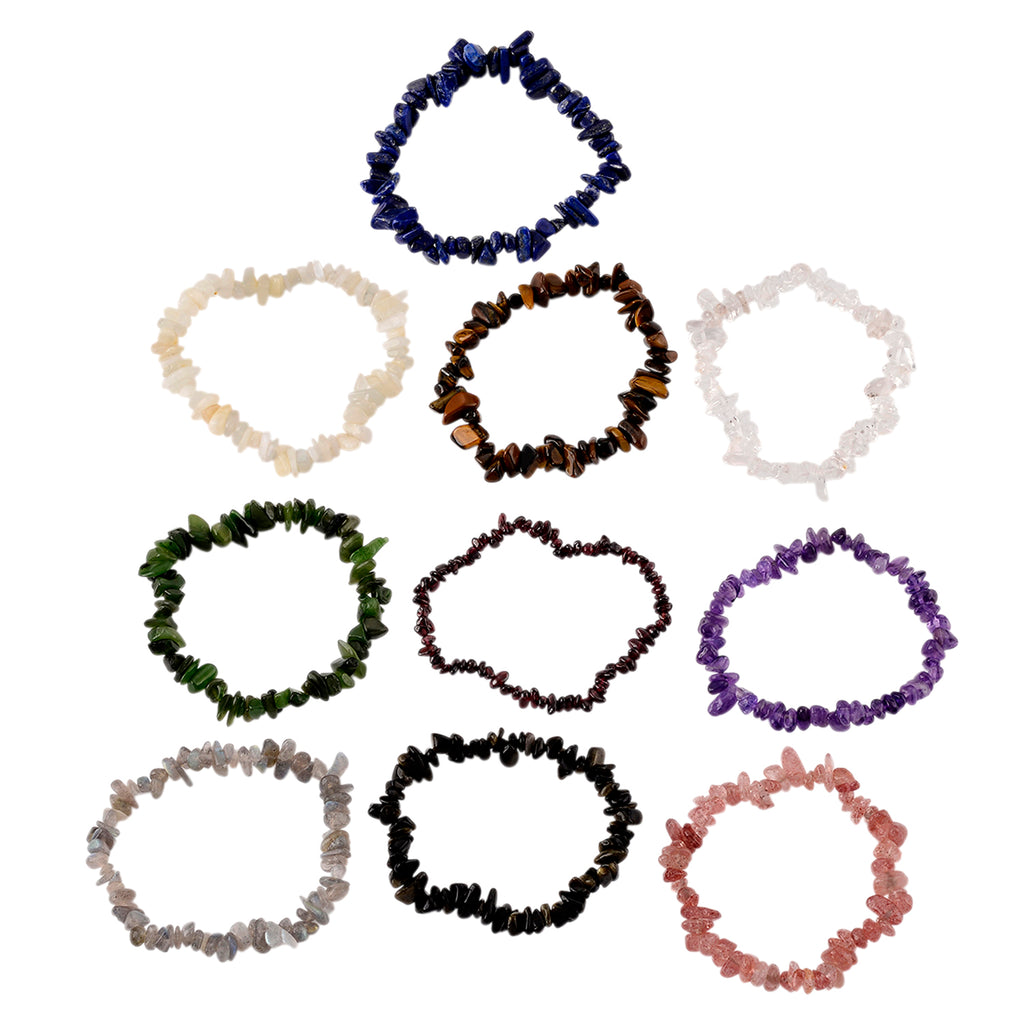 10-teilig edelstein armband geschenk set, Amethyst, Labradorit, Nephrit, Granat, Mondstein usw. 500.00 ct