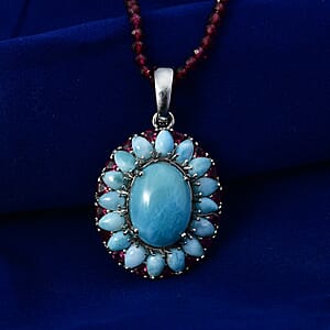 D'Joy Larimar Schmuckset ca. 50 cm 925 Silber Rhodiniert ca. 69,81 ct.