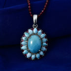 D'Joy Larimar Schmuckset ca. 50 cm 925 Silber Rhodiniert ca. 69,81 ct.