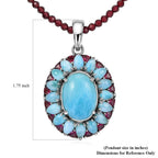 D'Joy Larimar Schmuckset ca. 50 cm 925 Silber Rhodiniert ca. 69,81 ct.