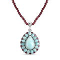 D'Joy Larimar Schmuckset ca. 50 cm 925 Silber Rhodiniert ca. 69,12 ct.