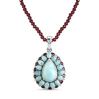 D'Joy Larimar Schmuckset ca. 50 cm 925 Silber Rhodiniert ca. 69,12 ct.