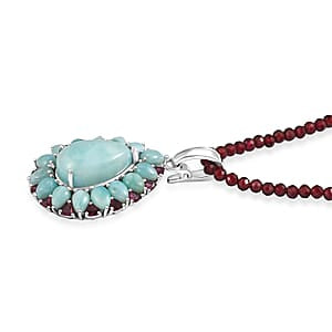 D'Joy Larimar Schmuckset ca. 50 cm 925 Silber Rhodiniert ca. 69,12 ct.