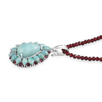D'Joy Larimar Schmuckset ca. 50 cm 925 Silber Rhodiniert ca. 69,12 ct.