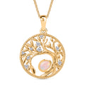 D'Joy AA natürlicher, äthiopischer Welo Opal und Zirkon Anhänger mit 50cm Kette, 925 Silber Gold - 0,41 ct.