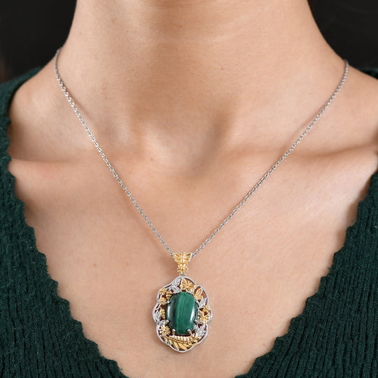 EVER TRUE AA Malachit Schmuckset ca. 50 cm ca. 14,75 ct.