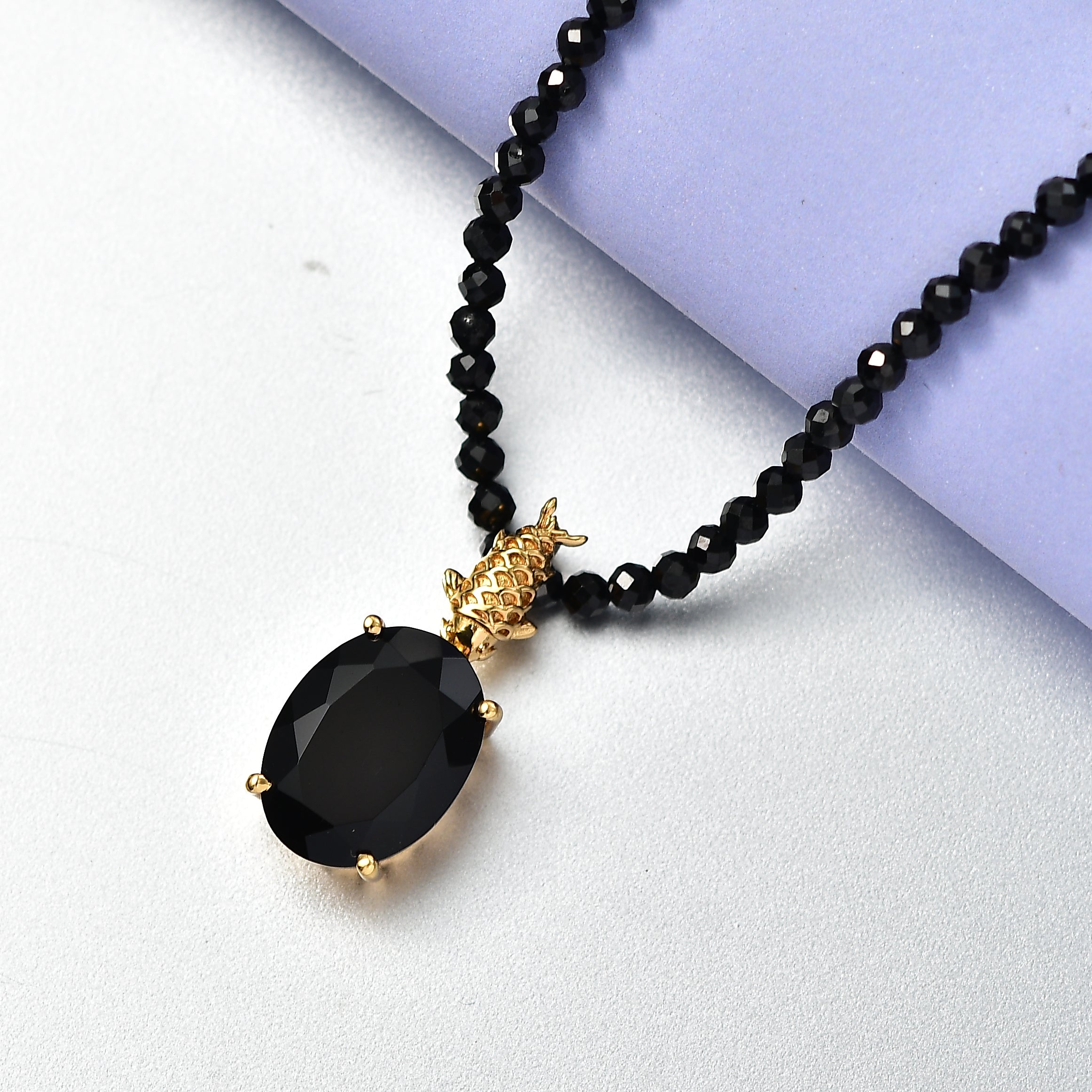 EVER TRUE AA Natürlich Schwarzer Obsidian, Schwarzer Spinell Schmuckset ca. 50 cm ca. 51.00 ct