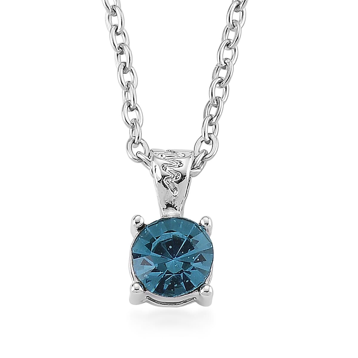 6er Set - Spiegel und 5 Mehrfarbige Kristall-Anhänger und Kette, Silberfarben 0.06 ct