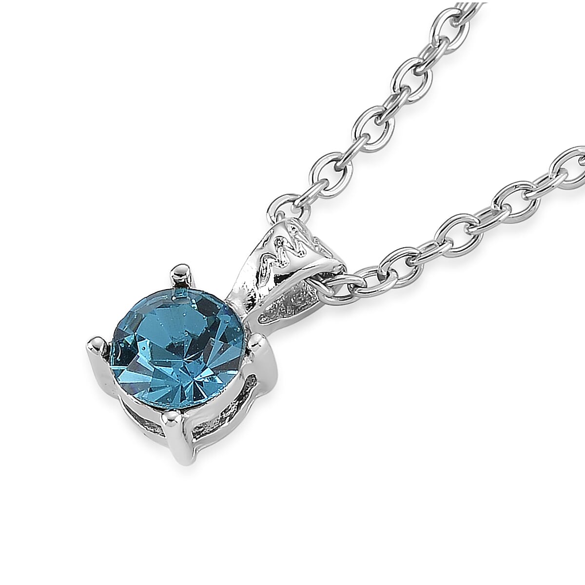 6er Set - Spiegel und 5 Mehrfarbige Kristall-Anhänger und Kette, Silberfarben 0.06 ct