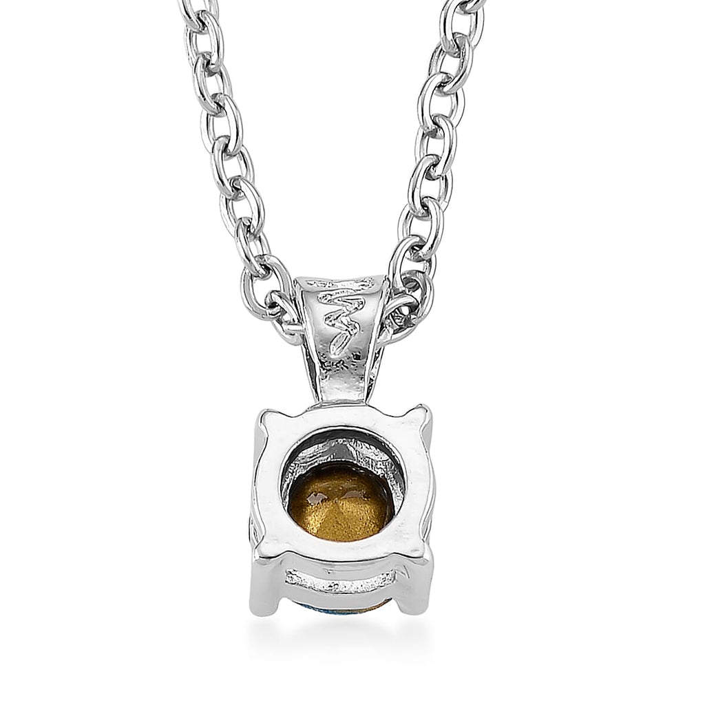 6er Set - Spiegel und 5 Mehrfarbige Kristall-Anhänger und Kette, Silberfarben 0.06 ct