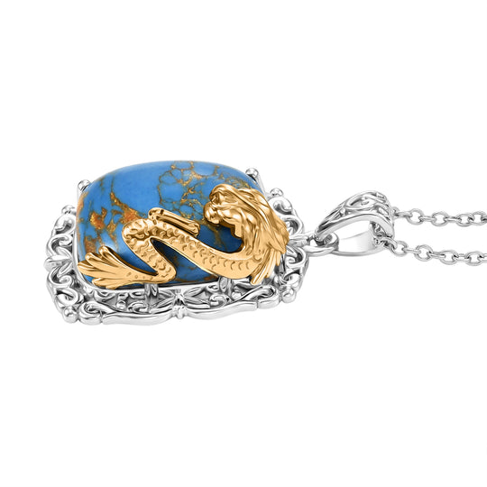 EVER TRUE AA Blauer Mojave Türkis Anhänger mit  316L Edelstahlkette ca. 50 cm, nickelfreies Messing ca. 12,30 ct.