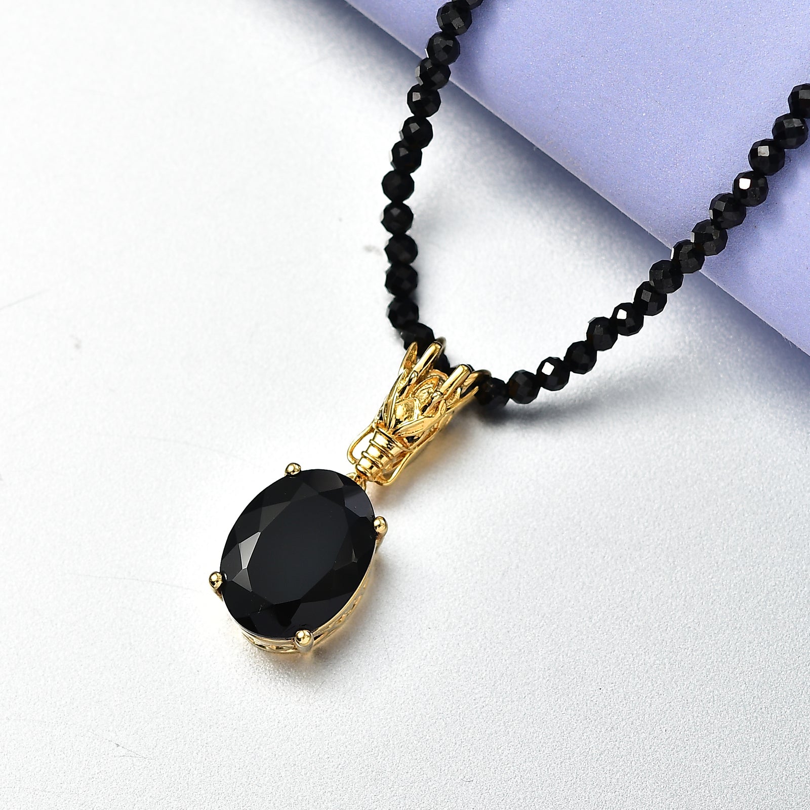 EVER TRUE AA Natürlich Schwarzer Obsidian, Schwarzer Spinell Schmuckset ca. 50 cm ca. 51.37 ct
