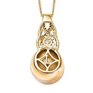 D'Joy AA Goldene Südsee Perle (11-12 mm), Lab Grown Diamant Schmuckset ca. 50 cm 925 Silber 750 Gelbgold vermeil