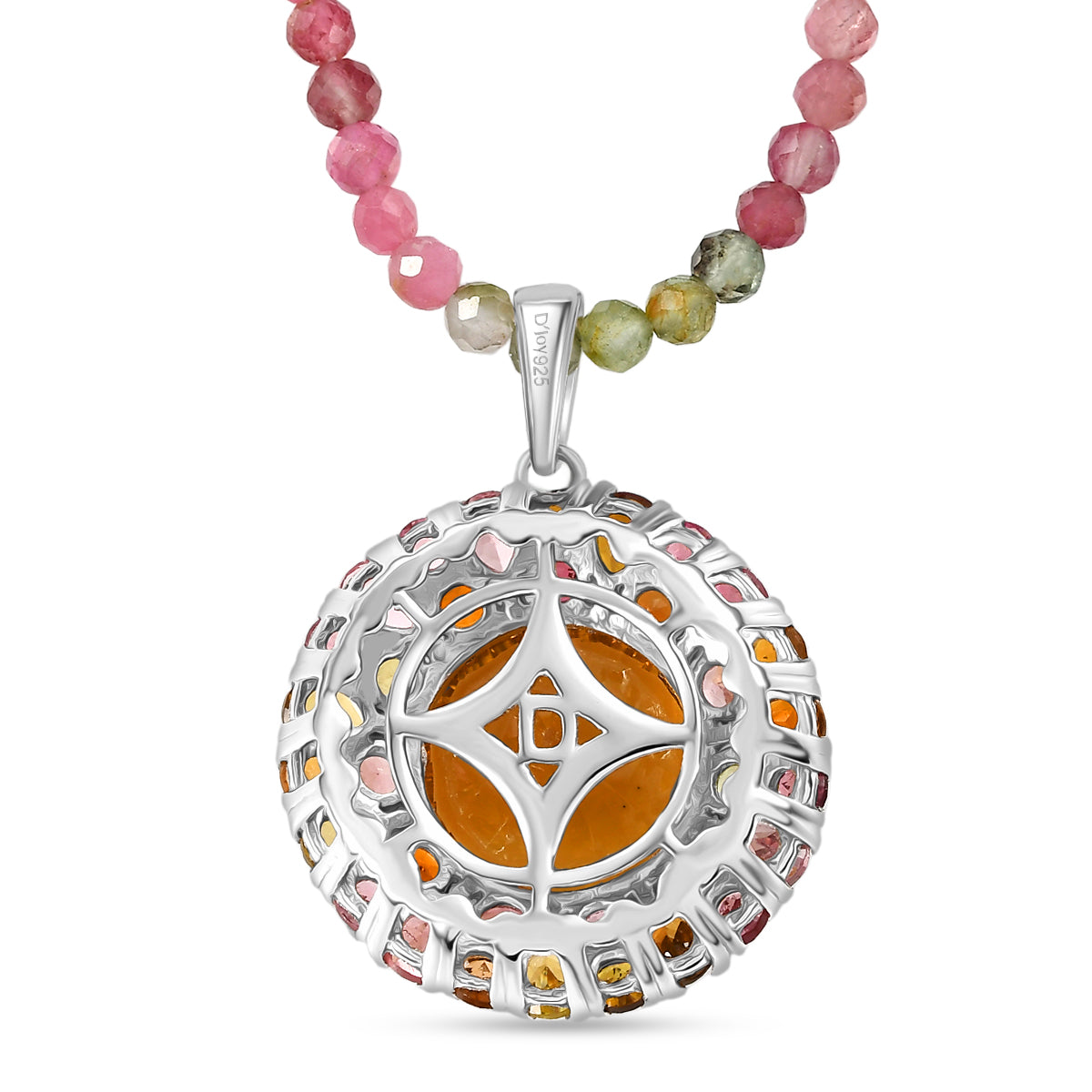 D'Joy AA Citrin, Mehrfarbig-Turmalin Schmuckset ca. 50 cm 925 Silber Rhodiniert ca. 39,24 ct.