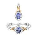 D'Joy Tansanit und Zirkon zweifarbiges Schmuckset - 1,13 ct.