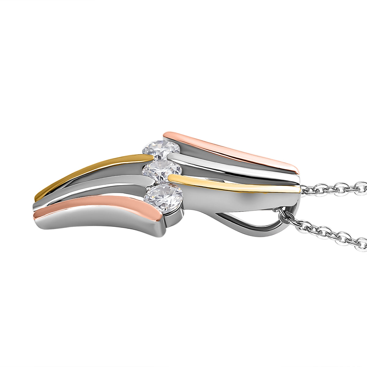 EVER TRUE Moissanit Anhänger mit Kette, ca. 50 cm Nickelfreies Messing, Dreifarbig, ca. 0.69 ct