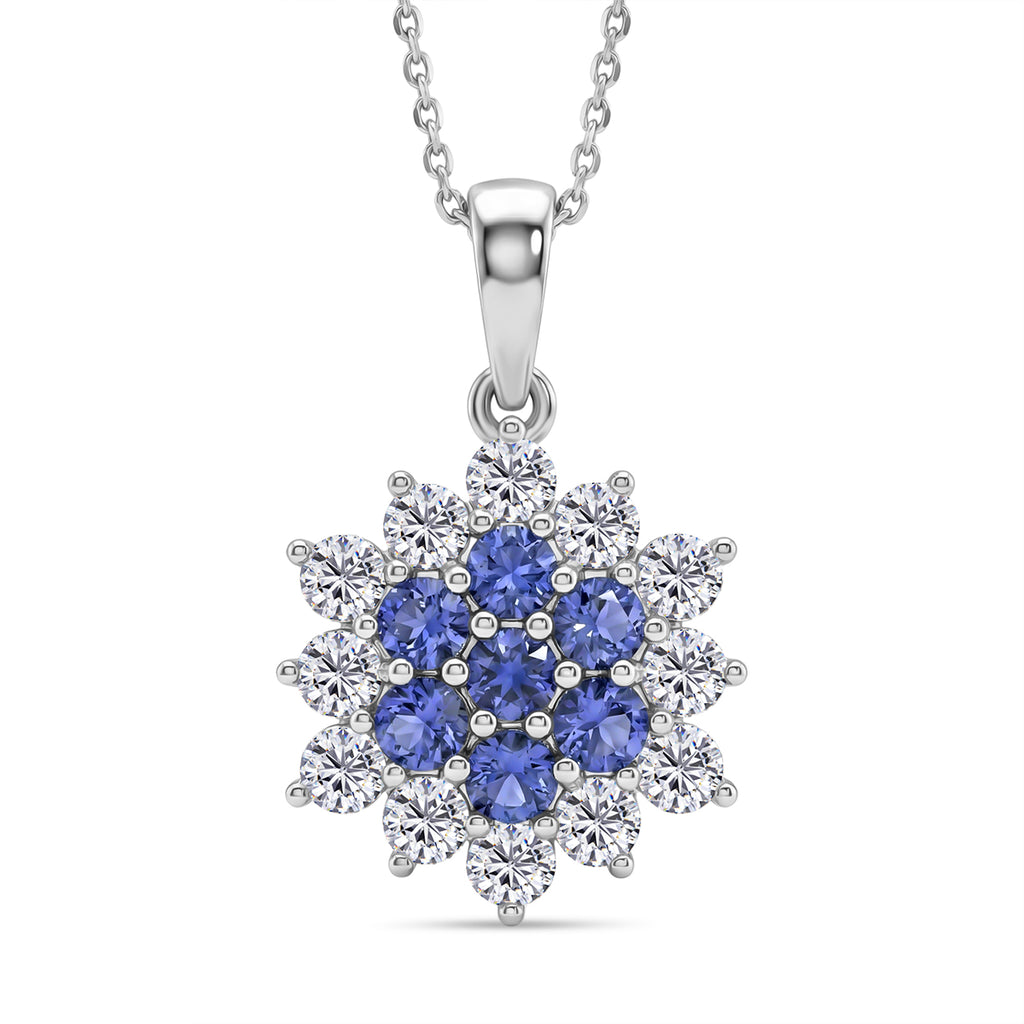 D'Joy AA Tansanit, Moissanit Schmuckset ca. 50 cm 925 Silber rhodiniert ca. 1,67 ct.