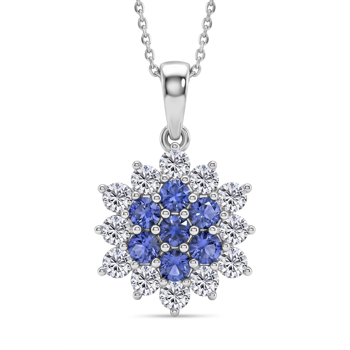 D'Joy AA Tansanit, Moissanit Schmuckset ca. 50 cm 925 Silber rhodiniert ca. 1,67 ct.
