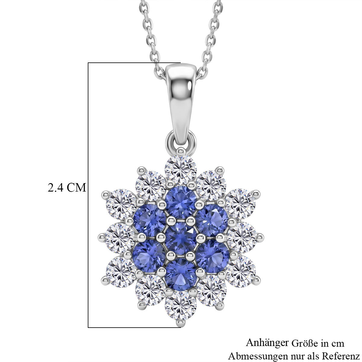 D'Joy AA Tansanit, Moissanit Schmuckset ca. 50 cm 925 Silber rhodiniert ca. 1,67 ct.