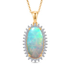 LUXURIANT - AAA Natürlicher, äthiopischer Welo Opal, Lab Grown Diamant Schmuckset ca. 50 cm 925 Silber 750 Gelbgold vermeil ca. 3.83 ct
